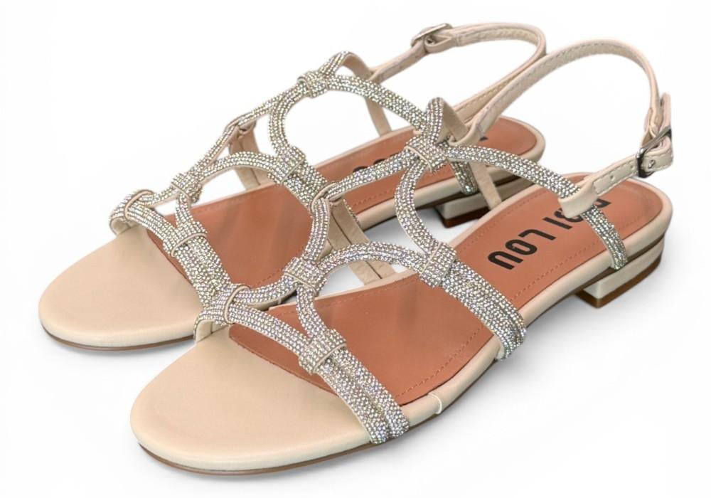Sandalo intrecci strass white Bibi Lou 