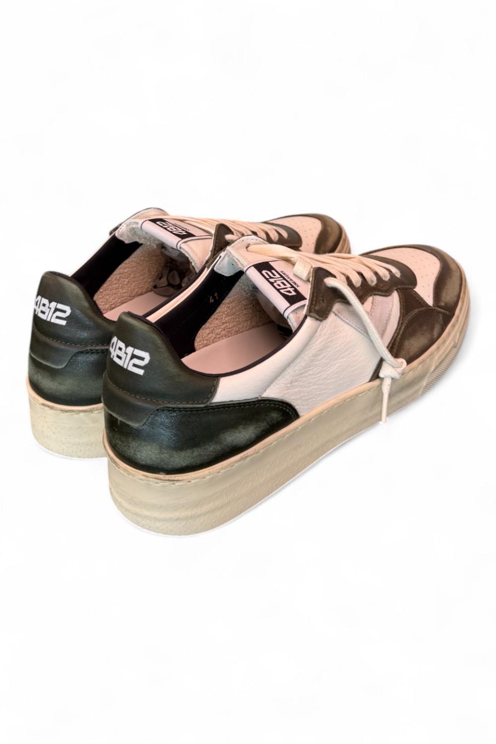 Sneaker uomo Hyper pelle bianca oliva 
