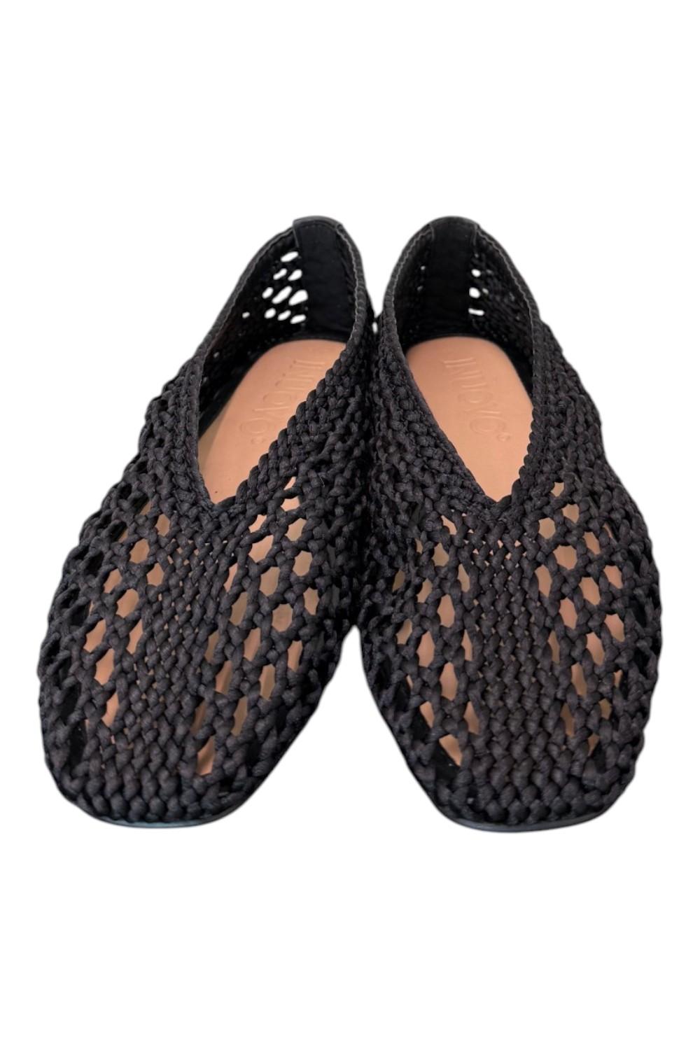 Ballerina intrecciata in tessuto nera Inuovo<BR/> 