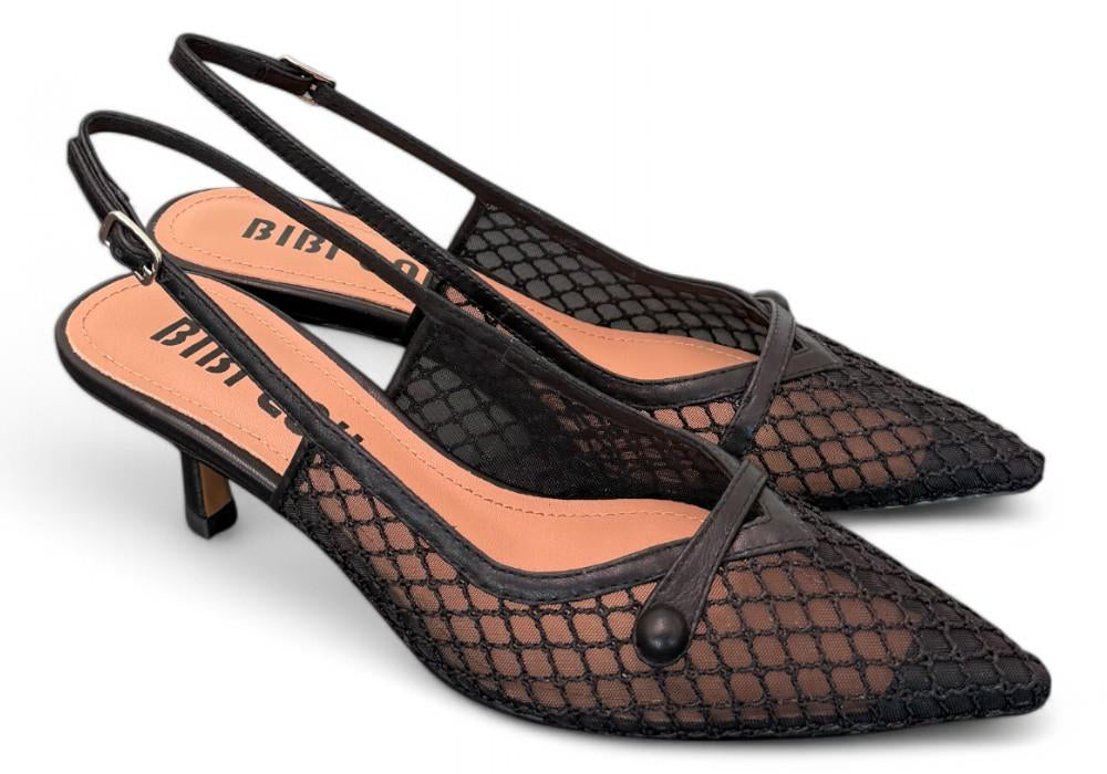 Slingback Bibi Lou rete nero tacco 
