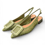 Slingback rafia intrecciata verde Bibi Lou 