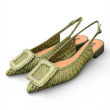 Slingback rafia intrecciata verde Bibi Lou 