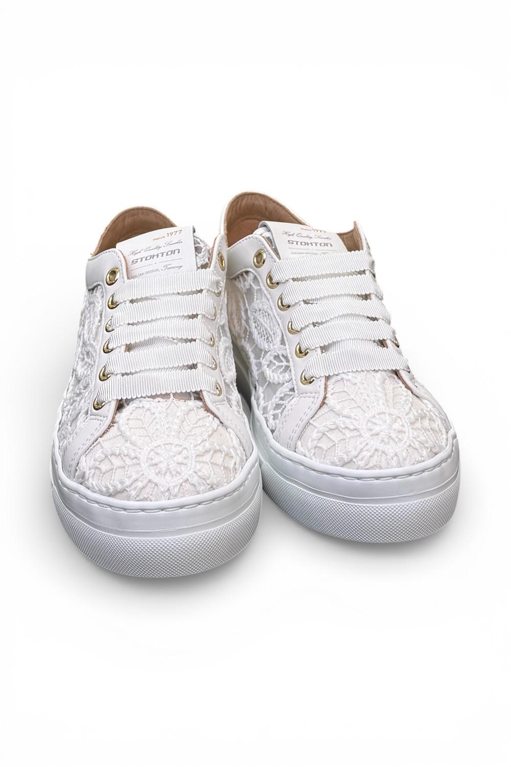 Sneaker donna pizzo bianco Stokton<BR/> 