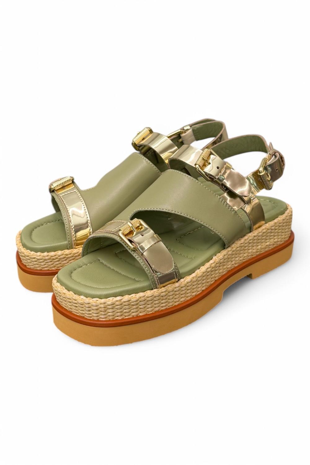 Sandalo asimmetrico kaki Z50 Zanon<BR/> 