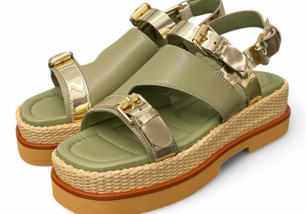Sandalo asimmetrico kaki Z50 Zanon<BR/> 