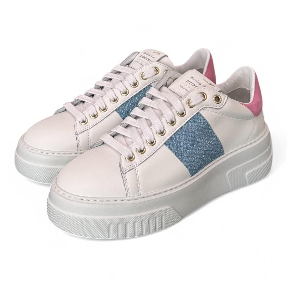 Sneaker Stokton Nicla bianco celeste platform 