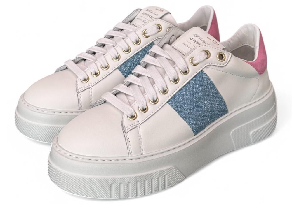 Sneaker Stokton Nicla bianco celeste platform 
