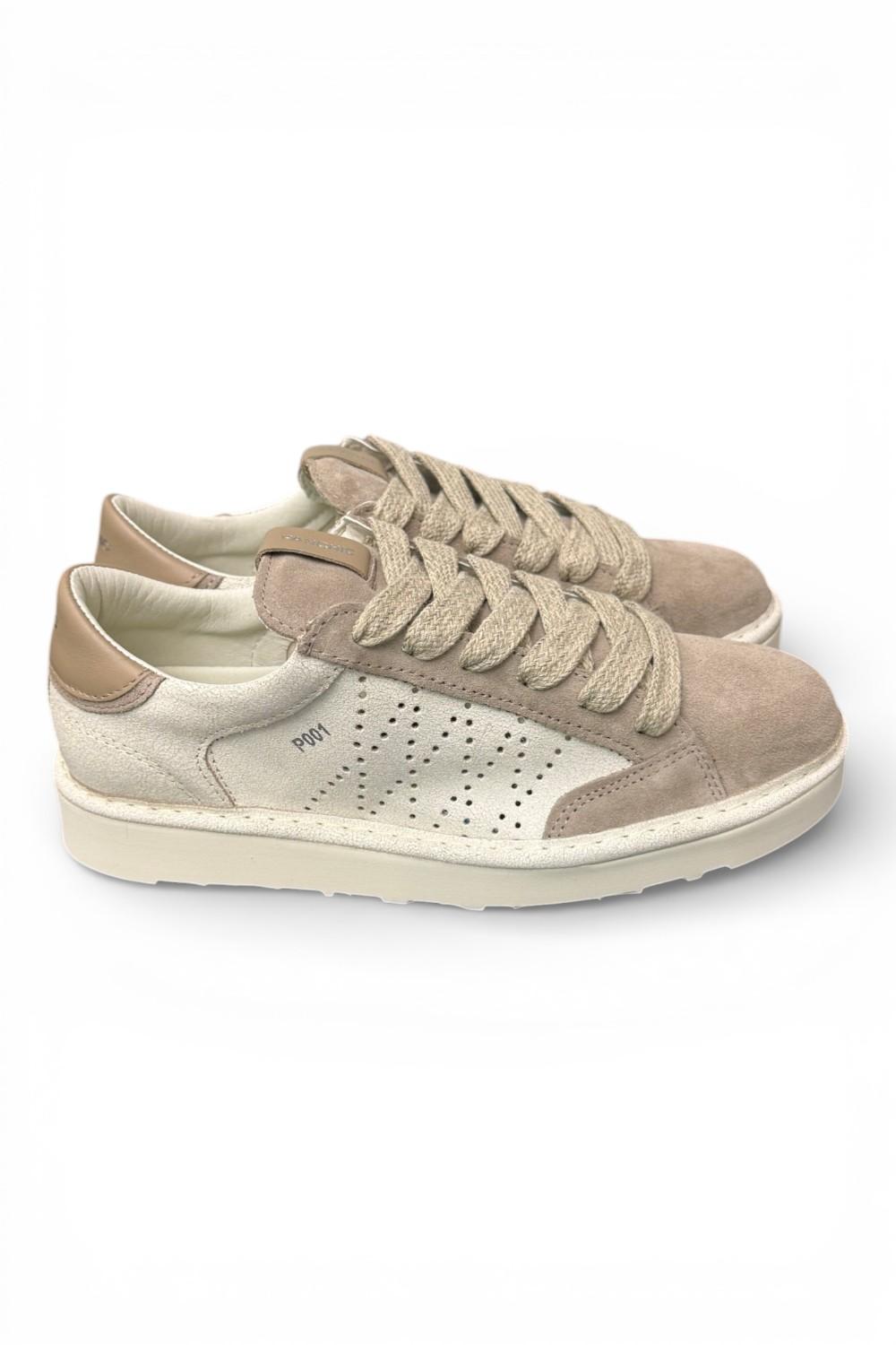 Allacciato uomo Panchic P01 pelle e camoscio bianco beige 