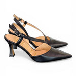 Slingback trasversale pelle nera Matteo Pitti 