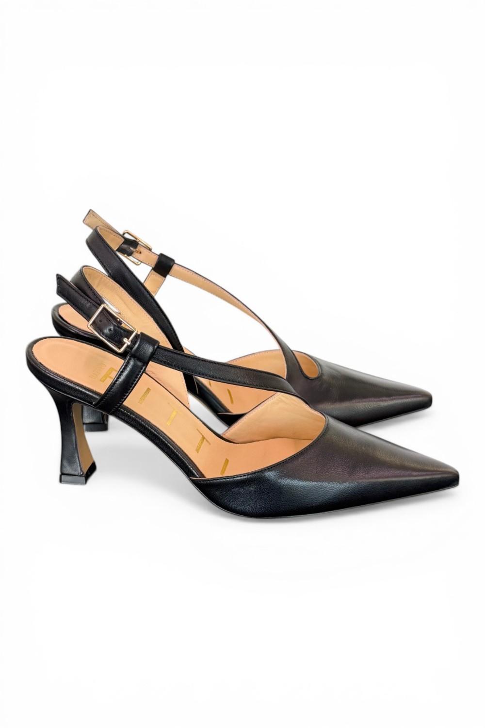 Slingback trasversale pelle nera Matteo Pitti 