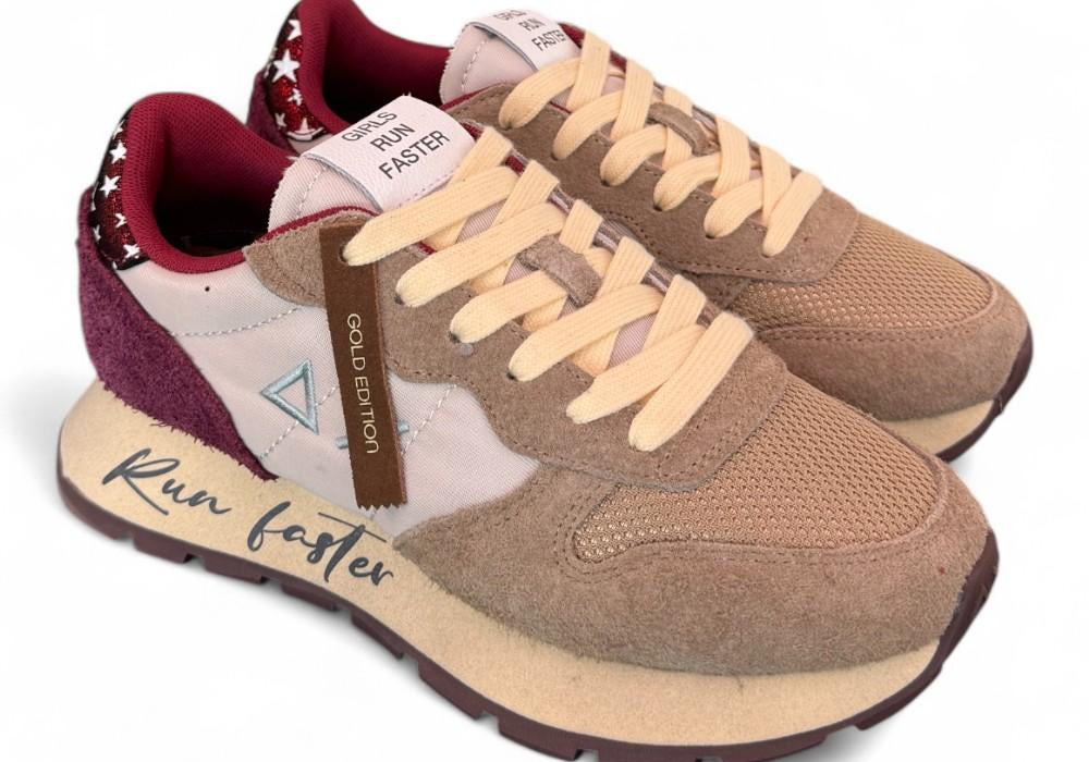 Sneaker donna Sun68 Ally vintage beige bordeaux 
