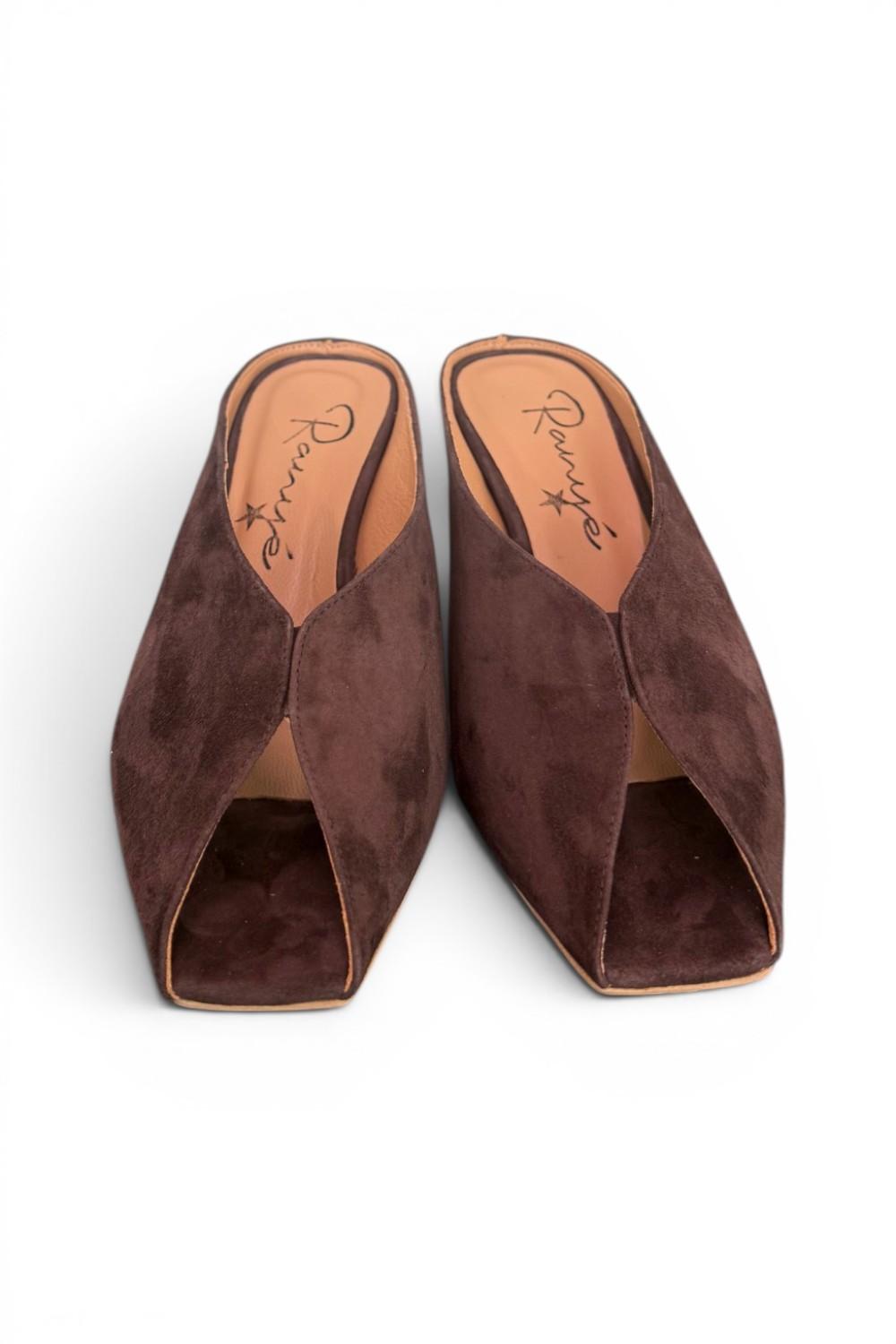 Ciabatta suede testa di moro tacco 60 Ranye 