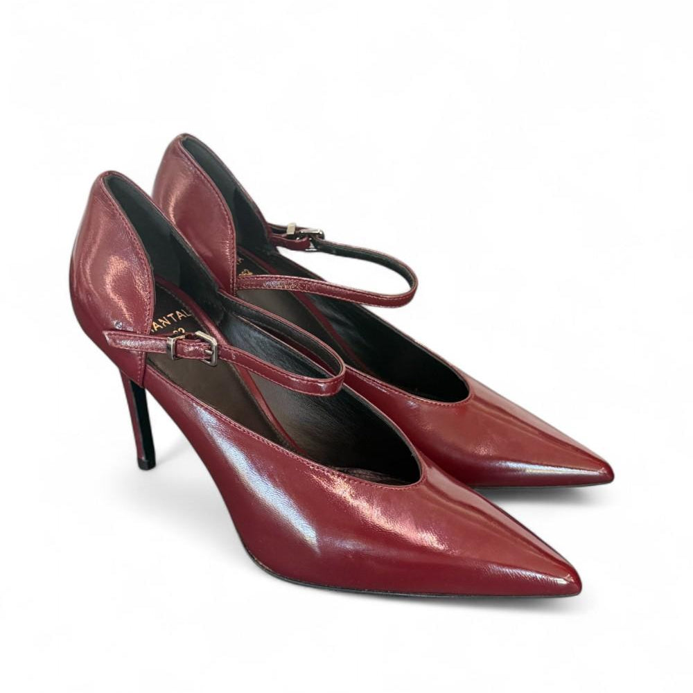 Decolté cinturino in pelle lucida bordeaux Chantal 