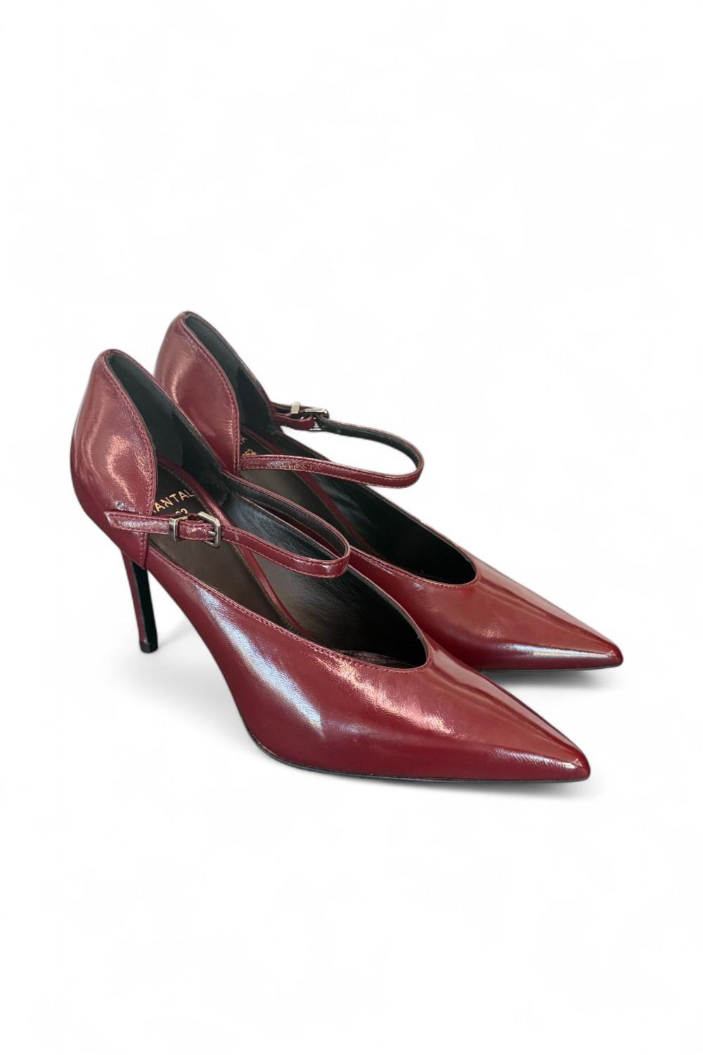 Decolté cinturino in pelle lucida bordeaux Chantal 