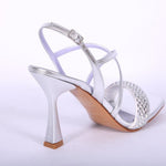 Sandalo incrocio strass argento Albano 