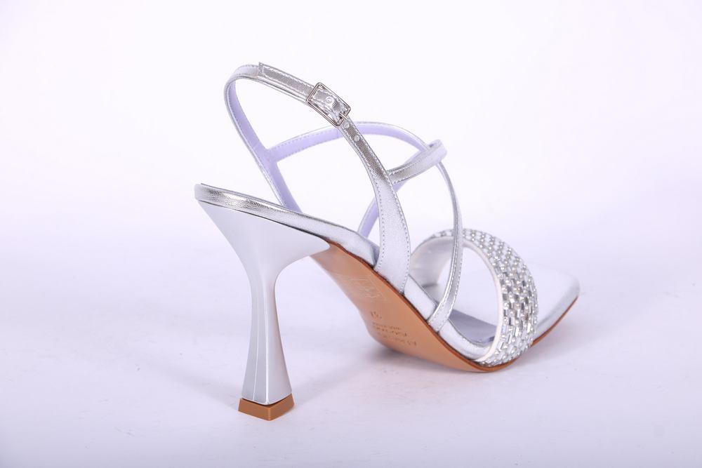Sandalo incrocio strass argento Albano 