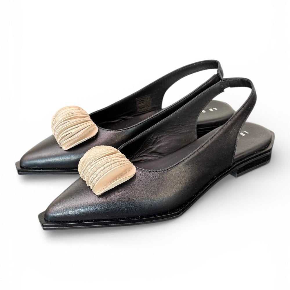 Slingback pelle nera bianca Le Bohemien 