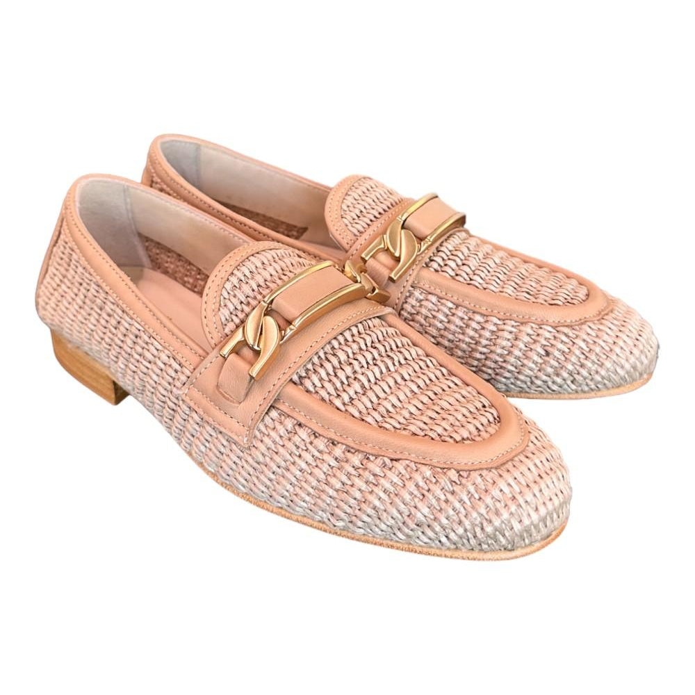 Mocassino pelle e rafia nude Les Tulipes 