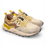 Sneaker uomo Yamano 3 1E44 beige white brown canvas Flower Mountain 