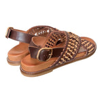 Sandalo incrocio pelle marrone intrecciata Inuovo<BR/> 