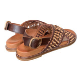Sandalo incrocio pelle marrone intrecciata Inuovo<BR/> 