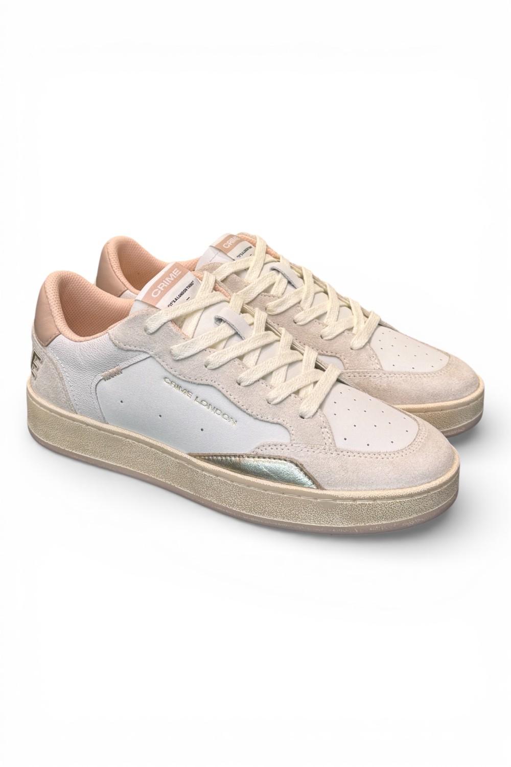 Sneaker bianca beige rosa basket Crime London 