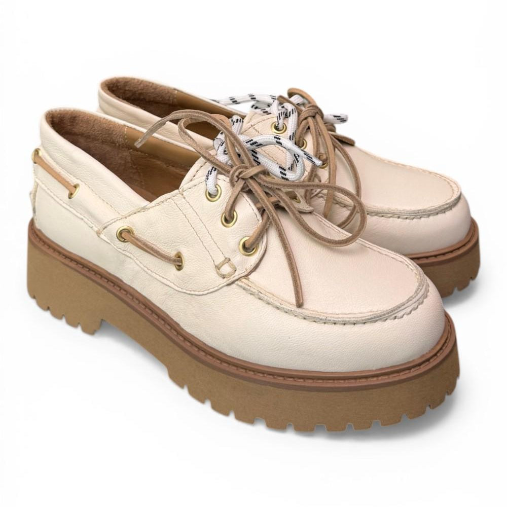 Scarpa barca XL pelle bianca Antica Bottega<BR/> 