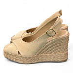 Sandalo zeppa fascia incrociata suede sabbia Palomitas<BR/> 