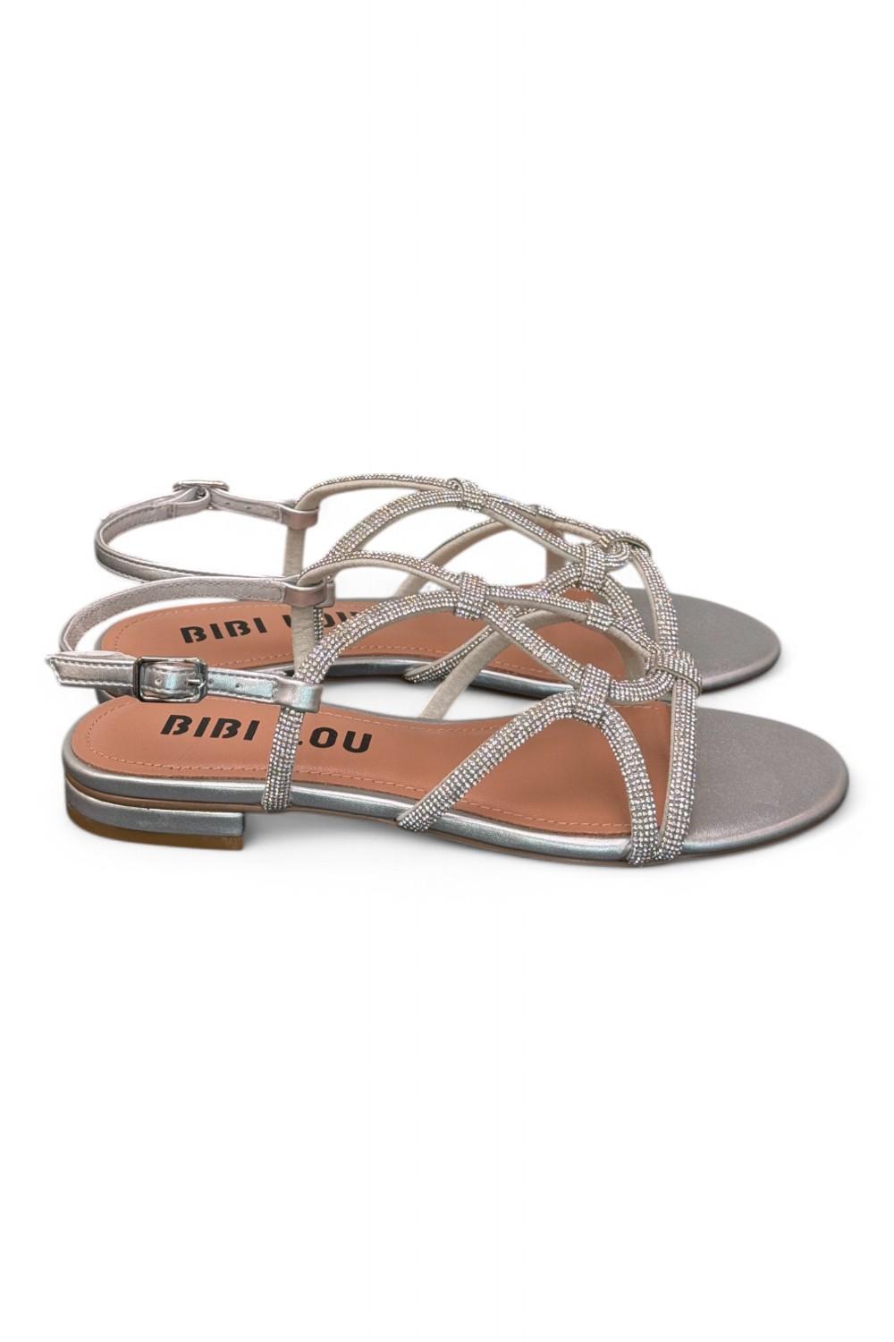 Sandalo incroci strass argento Bibi Lou<BR/> 