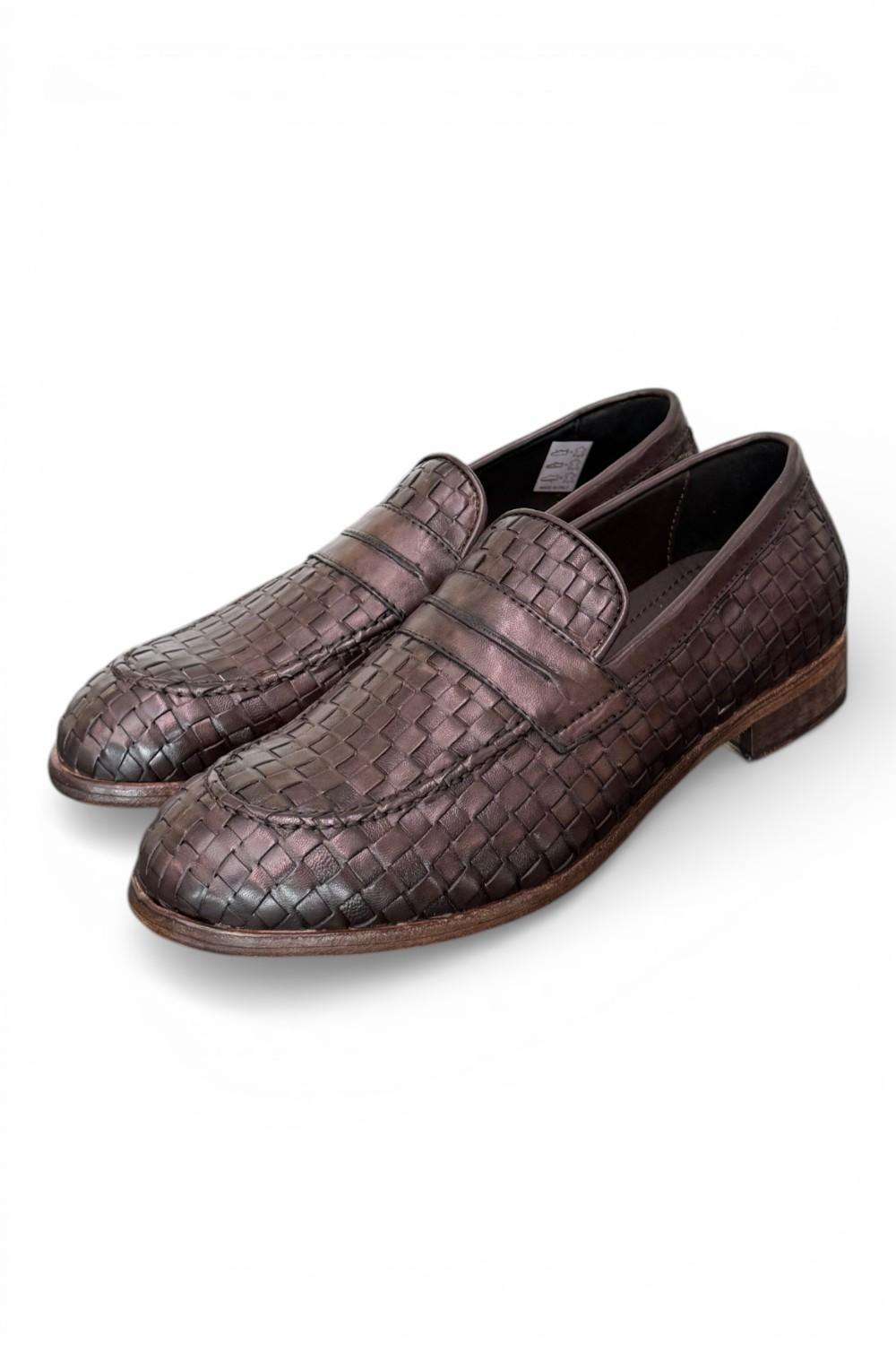 Mocassino pelle intrecciata testa di moro Kebo 