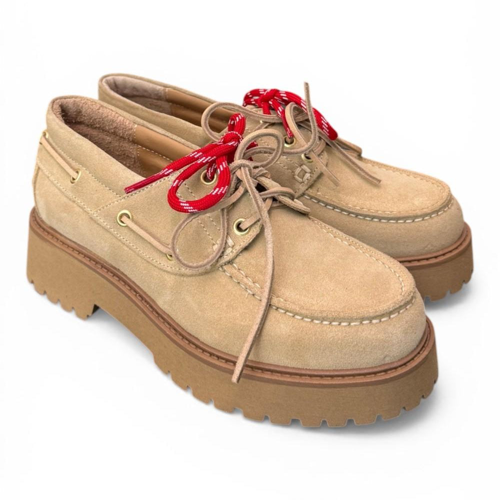 Scarpa barca XL suede beige Antica Bottega<BR/> 