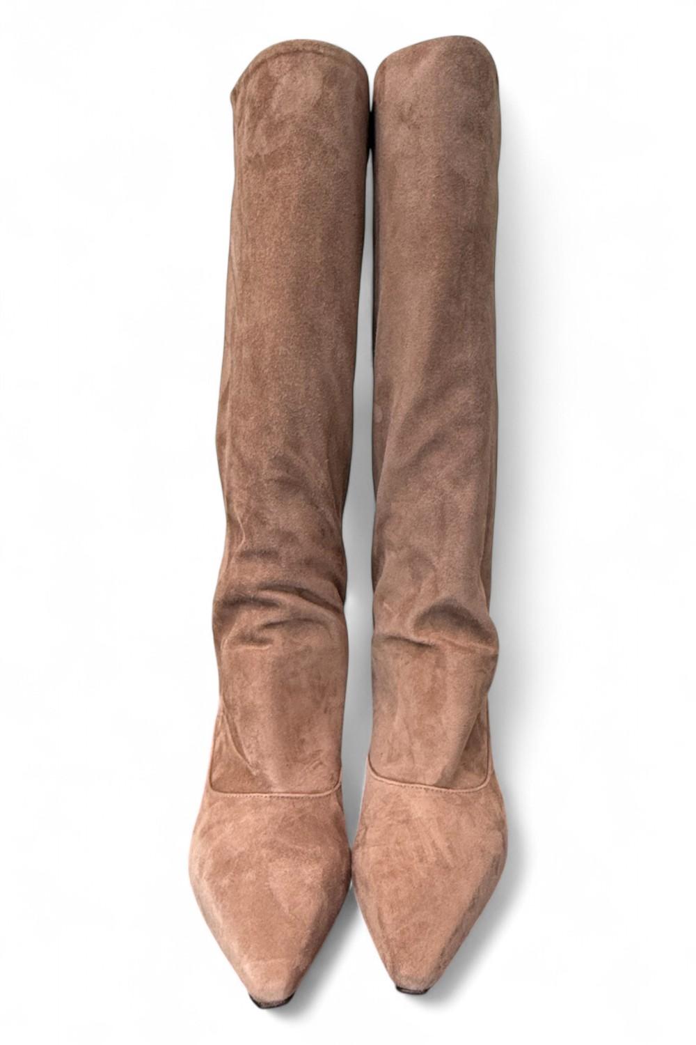 Stivale arricciato a tubo suede beige Anima <BR/> 