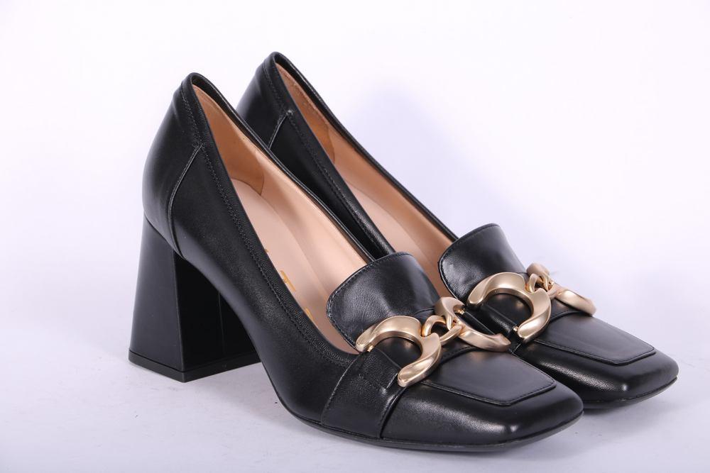 Mocassino accessorio pelle nera tacco Matteo Pitti 
