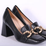 Mocassino accessorio pelle nera tacco Matteo Pitti 