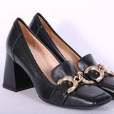 Mocassino accessorio pelle nera tacco Matteo Pitti 