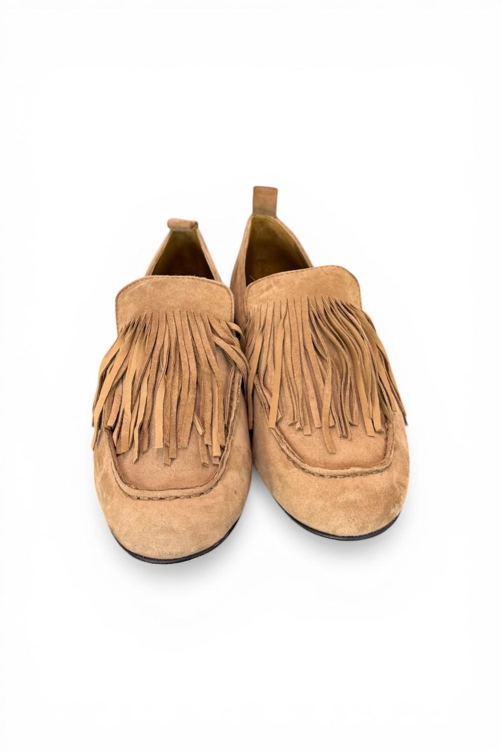 Mocassino frange camoscio beige JVAM<BR/> 