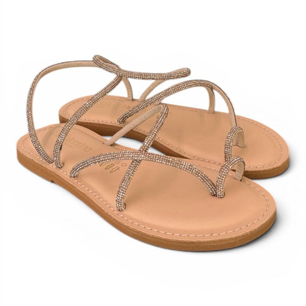 Sandalo infradito strass oro scuro Le Salentine 