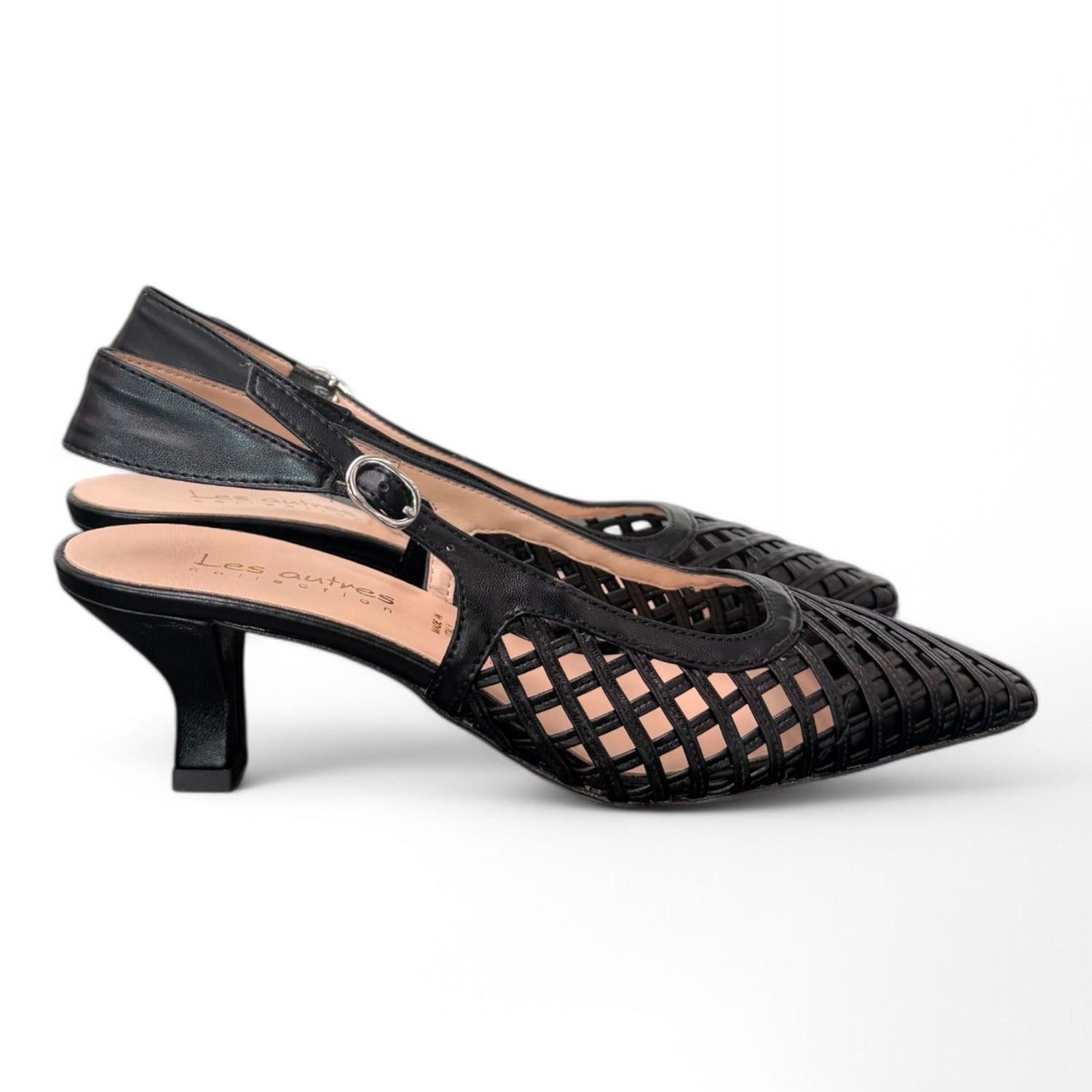 Slingback intreccio nero tacco 50 Les Autres<BR/> 
