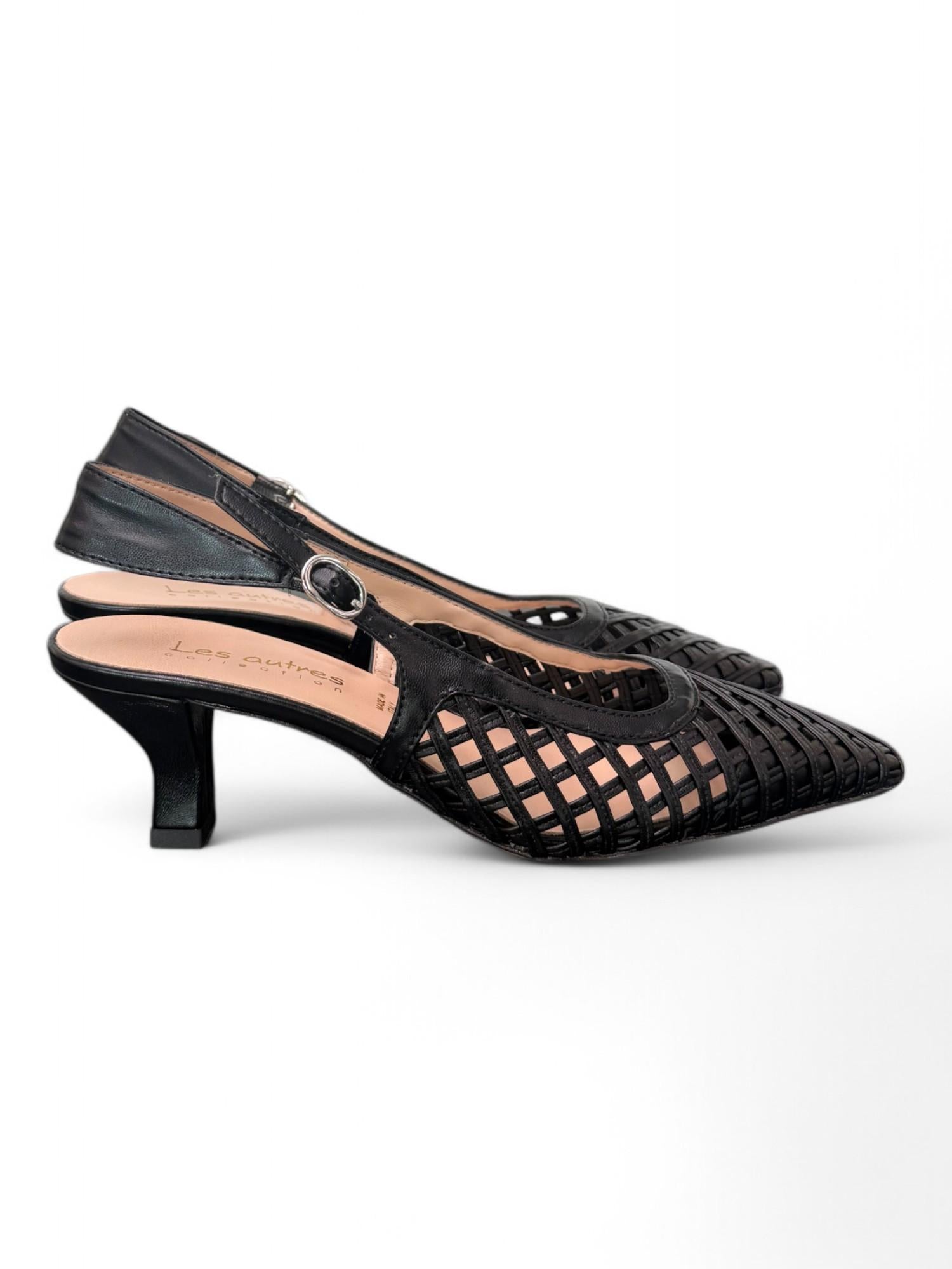 Slingback intreccio nero tacco 50 Les Autres<BR/> 