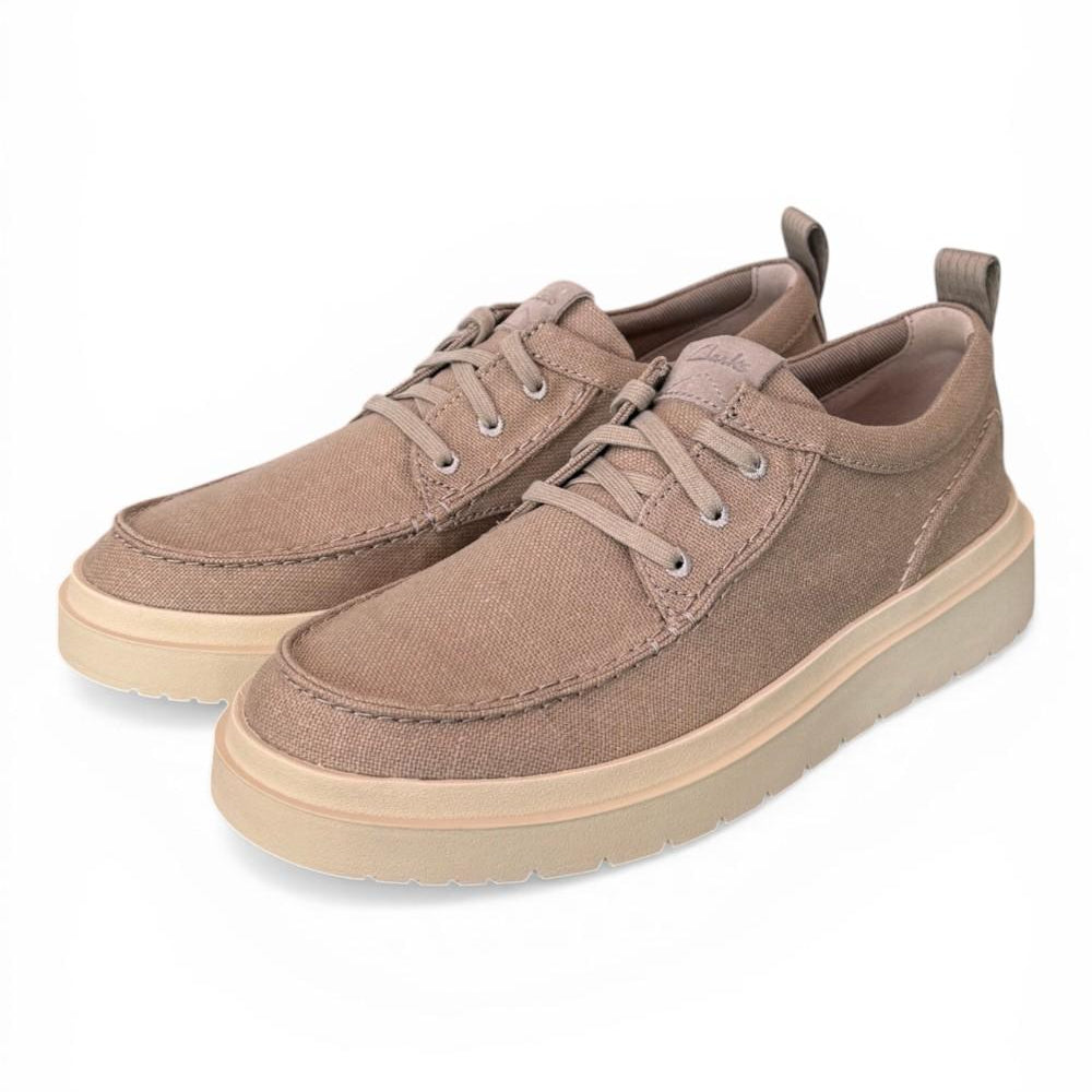 Scarpa uomo Polden Moc tela beige Clarks<BR/> 