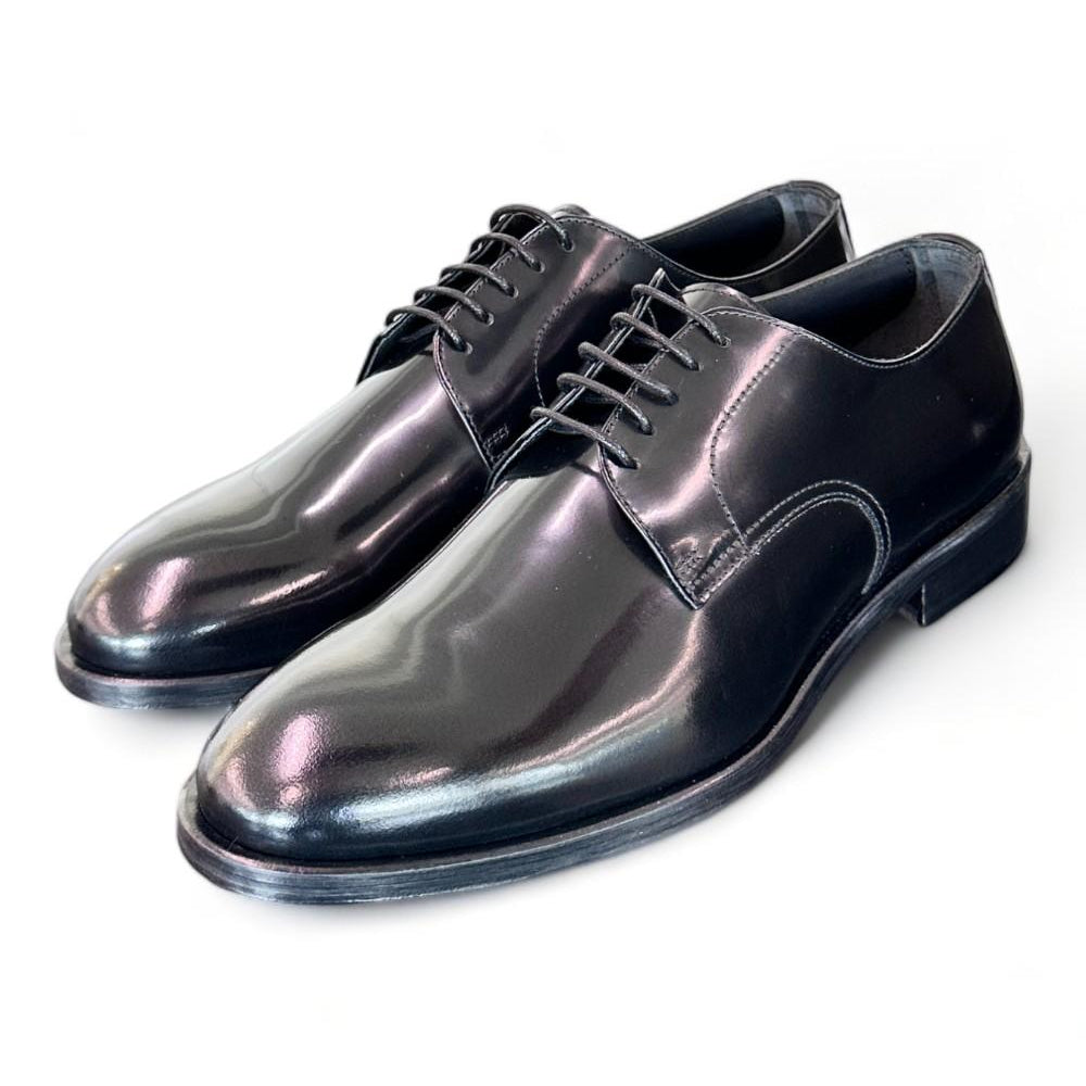 Scarpa allacciata liscia nera cerimonia Franco Fedele 