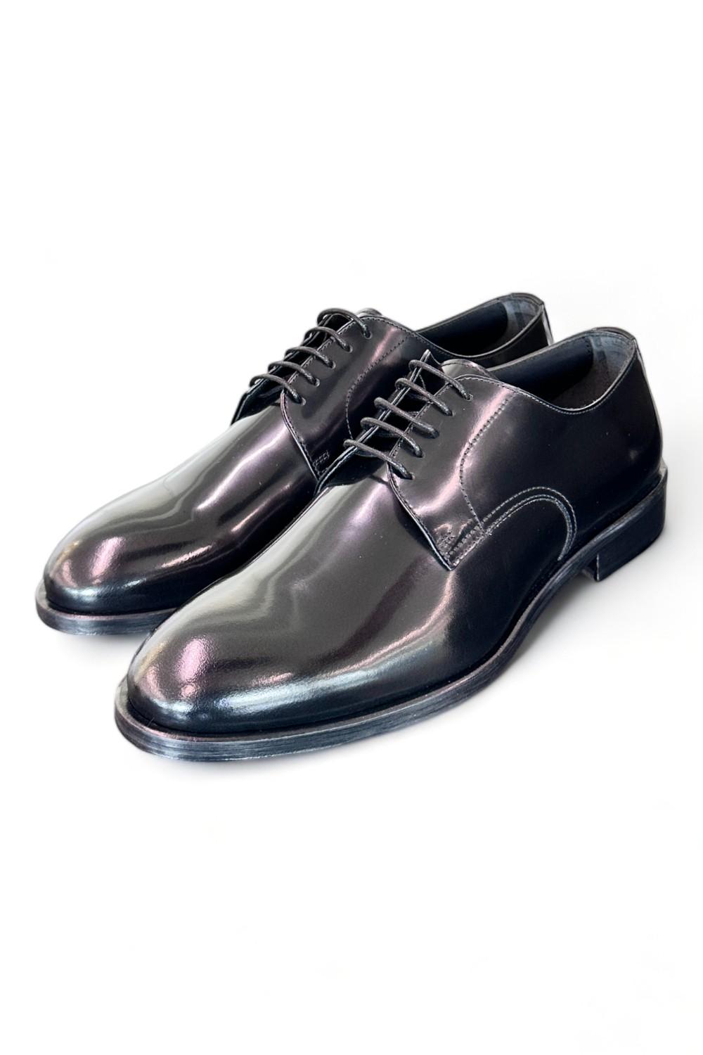 Scarpa allacciata liscia nera cerimonia Franco Fedele 