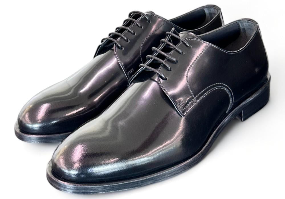 Scarpa allacciata liscia nera cerimonia Franco Fedele 
