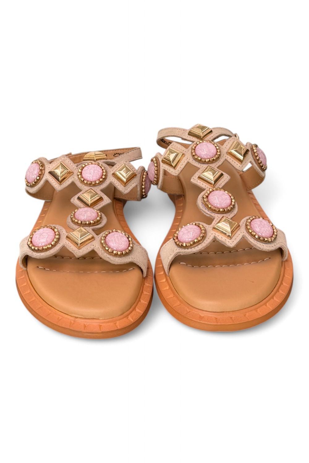 Sandalo suede beige gioielli Janet & Janet 