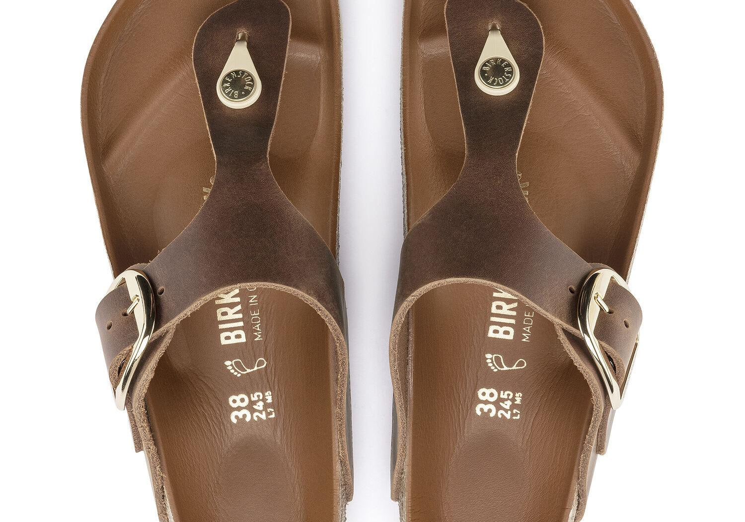 Ciabatta Gizeh Big Buckle cognac oiled leather Birkenstock 1018745 