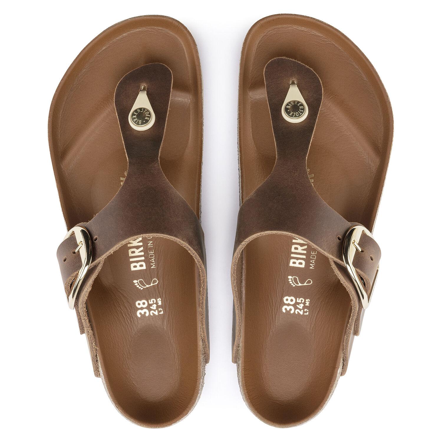 Ciabatta Gizeh Big Buckle cognac oiled leather Birkenstock 1018745 