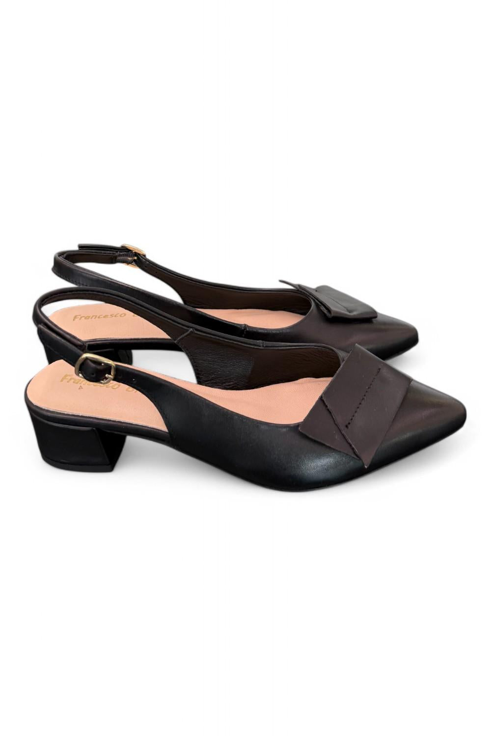 Slingback pelle nera Francesco B 