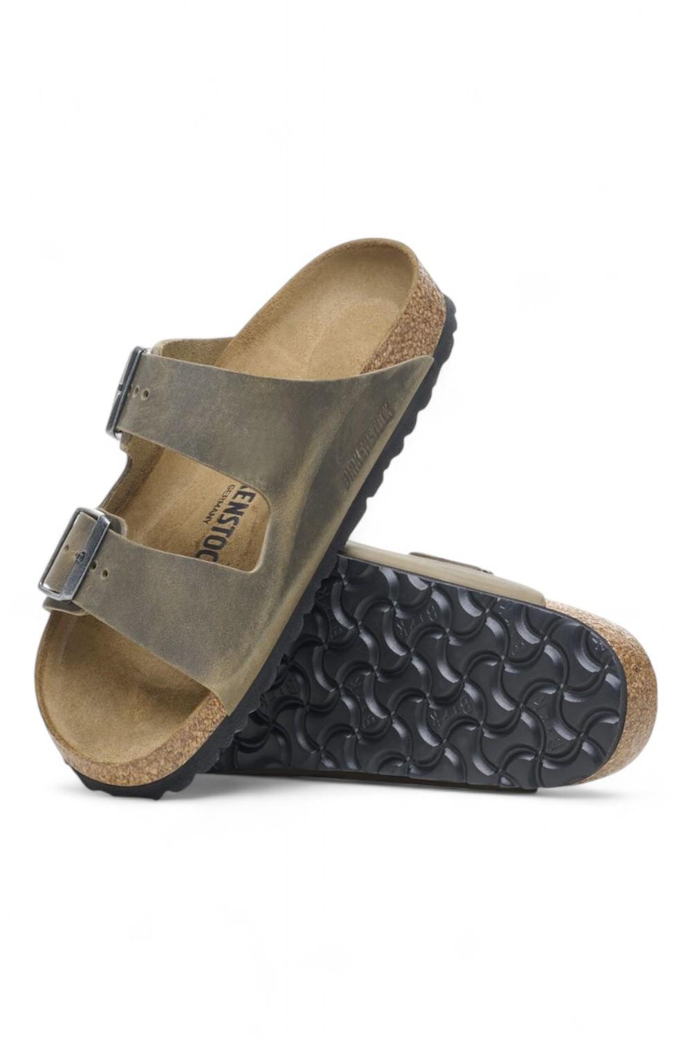 Ciabatta arizona Oil Leatjer Khaki Birkenstock 1027039 uomo 