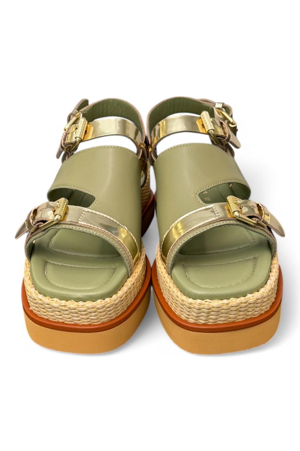 Sandalo asimmetrico kaki Z50 Zanon<BR/> 