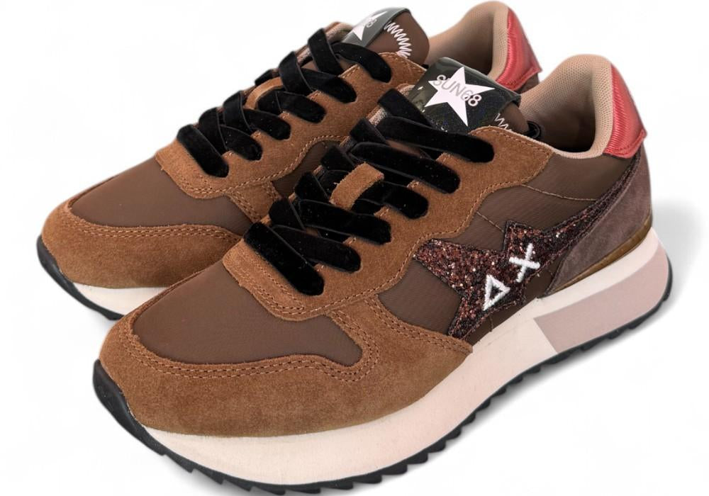 Sneaker donna Sun68 Stargirl glitter logo marrone 